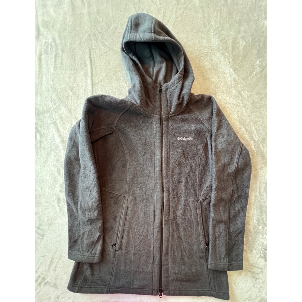 Columbia Fleece Hoodie Women Medium Gray Full Zip Long Sleeve AL6485
